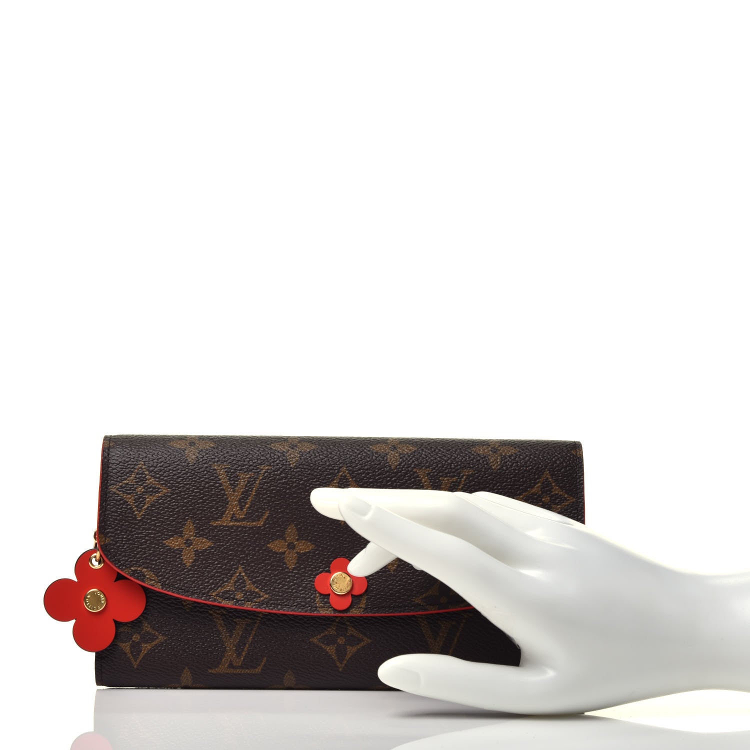 Louis Vuitton Monogram Bloom Flower Emilie Wallet Rouge 2 of 8