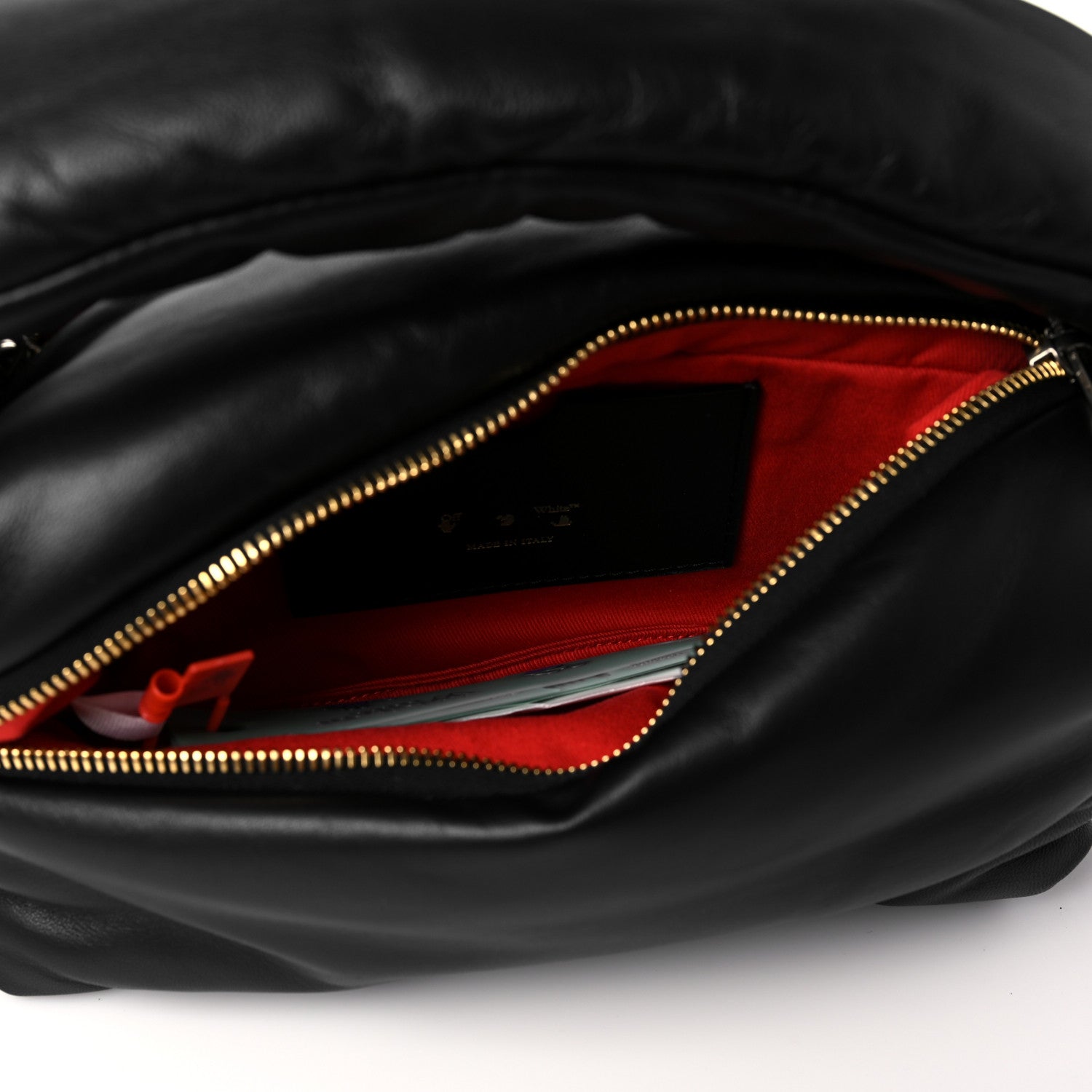 Off-White Calfskin Puffy Pump Pouch Crossbody Bag Black 5 of 10