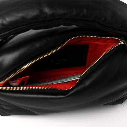 Off-White Calfskin Puffy Pump Pouch Crossbody Bag Black 5 of 10