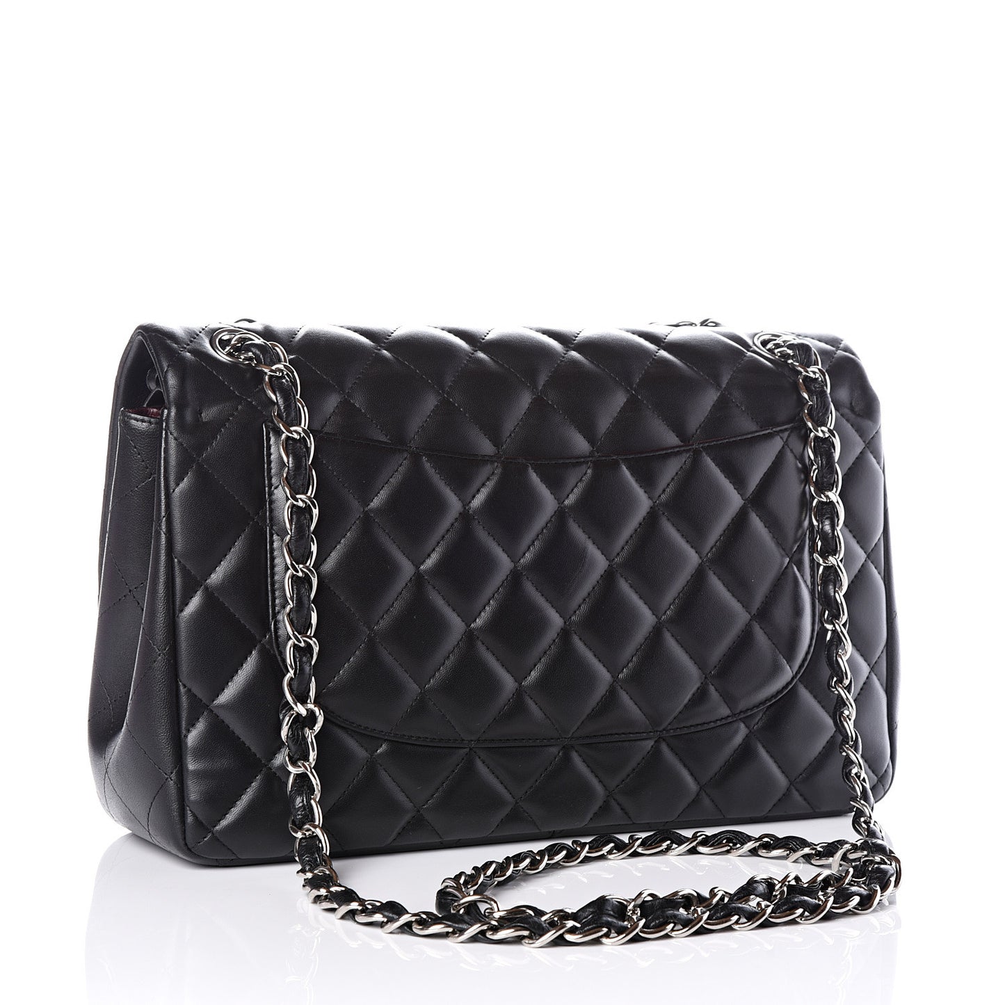 Lambskin Quilted Jumbo Double Flap Black