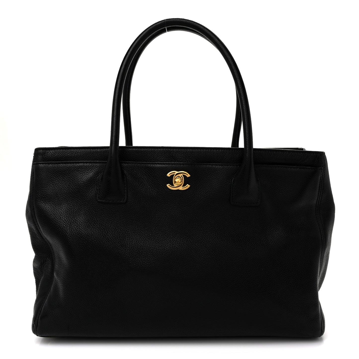 Calfskin Cerf Executive Shopper Tote Black