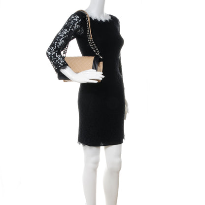 Chanel Lambskin Quilted Medium Boy Flap Beige Black 2 of 7