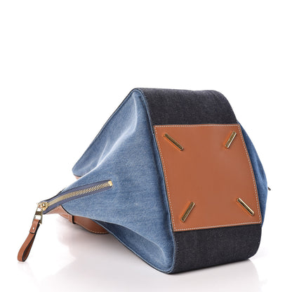 Loewe Calfskin Denim Small Hammock Shoulder Bag Blue Tan 4 of 9