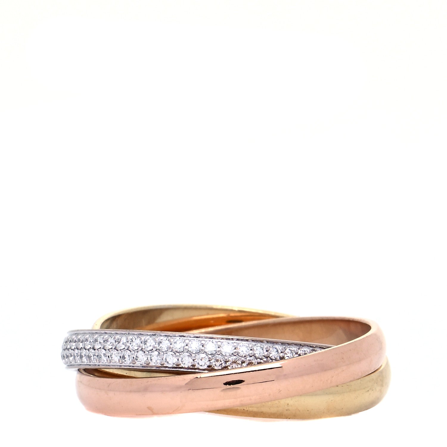 Cartier 18K White Yellow Pink Gold Diamond Small Trinity Paved Ring 62 10 3 of 8