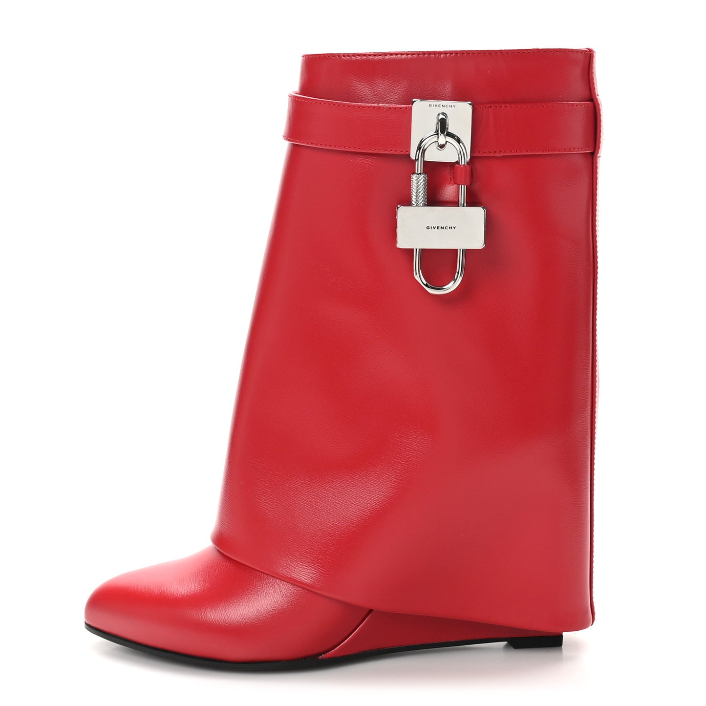 Calfskin Shark Lock Ankle Boots 37 Red