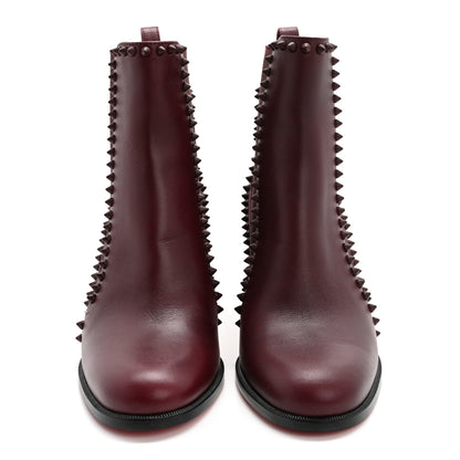 Christian Louboutin Calfskin Out Line Spike Lug 70 Boots 38 Bordeaux 2 of 12