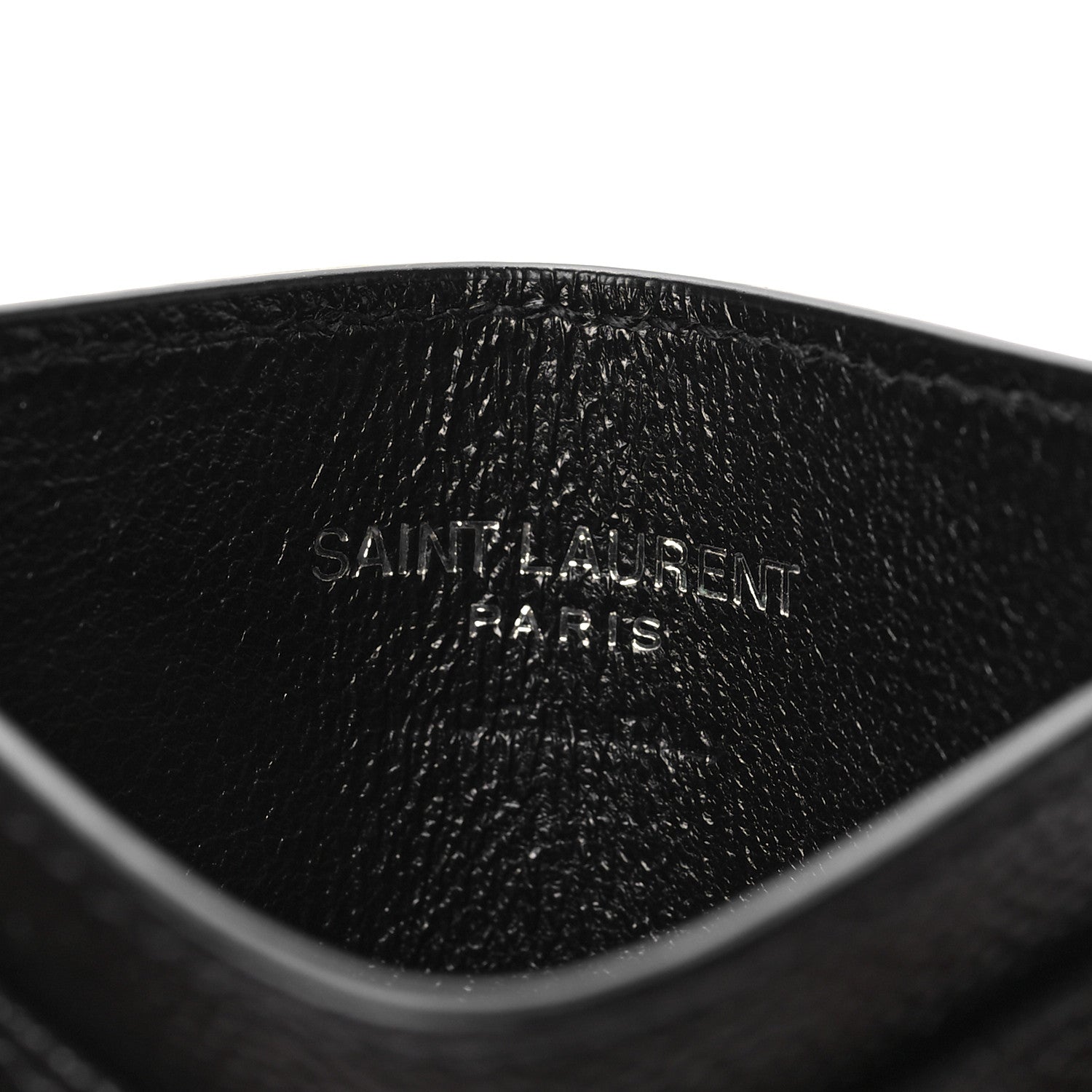 Saint Laurent Grain De Poudre Matelasse Chevron Monogram Credit Card Case Black 6 of 7