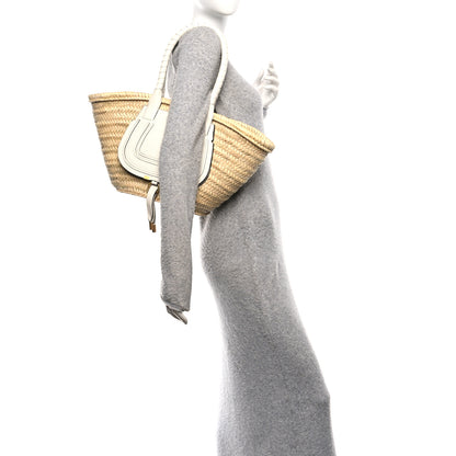 Chloe Raffia Grain Calfskin Medium Marcie Basket White 2 of 9