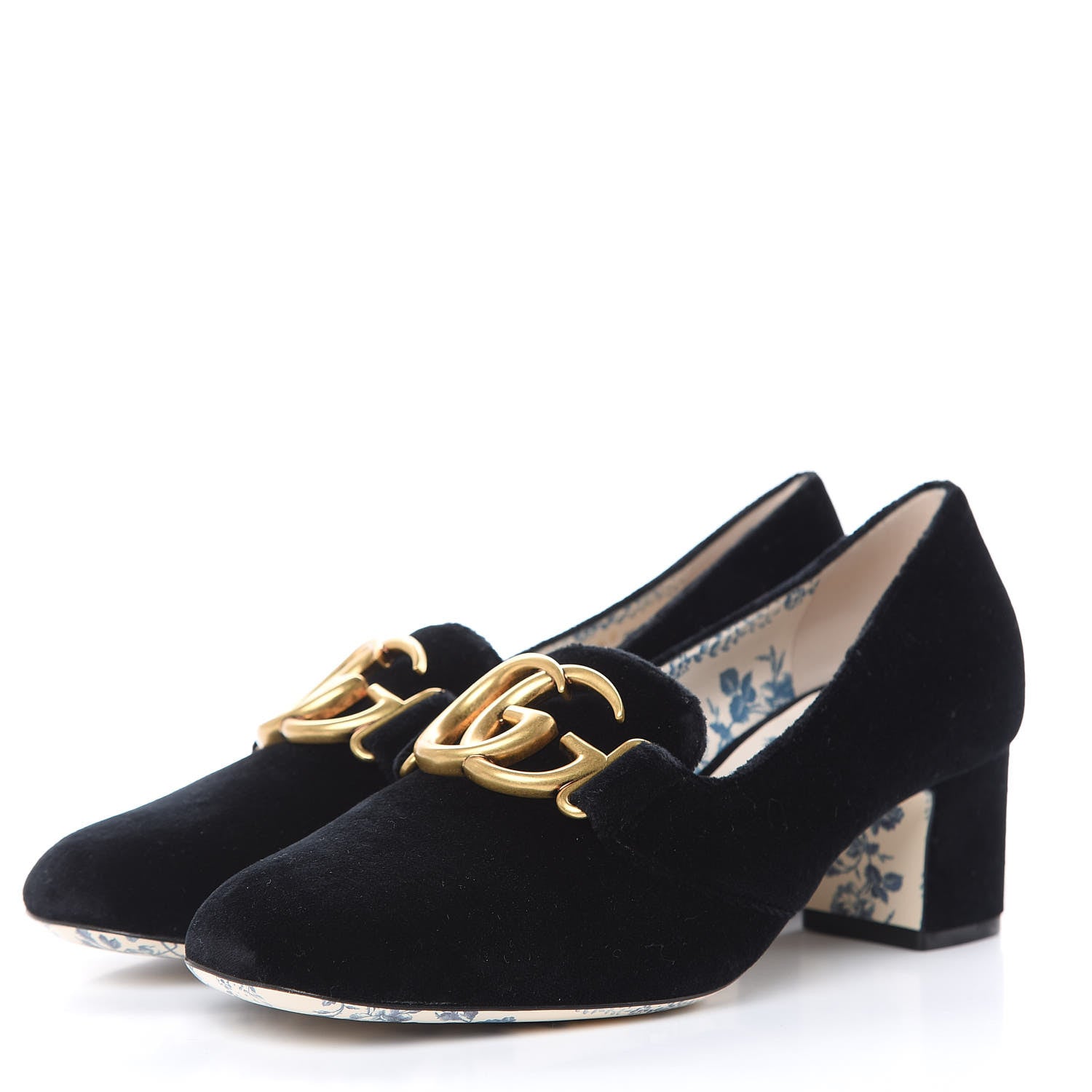 Gucci Softy Velvet GG Victoire 55mm Loafer Pumps 38.5 Black 3 of 8