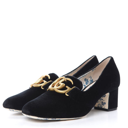 Gucci Softy Velvet GG Victoire 55mm Loafer Pumps 38.5 Black 3 of 8