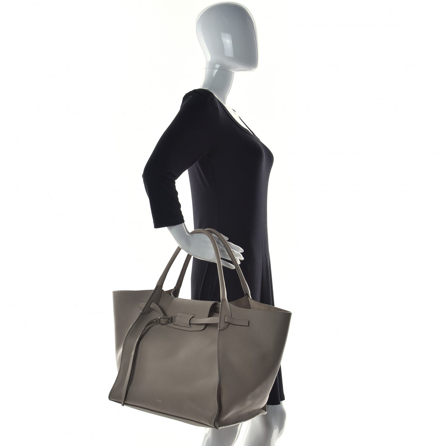 Supple Grained Calfskin Medium Big Bag Light Taupe