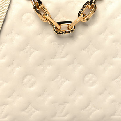 Louis Vuitton Lambskin Embossed Monogram Coussin PM Beige Cream 9 of 11