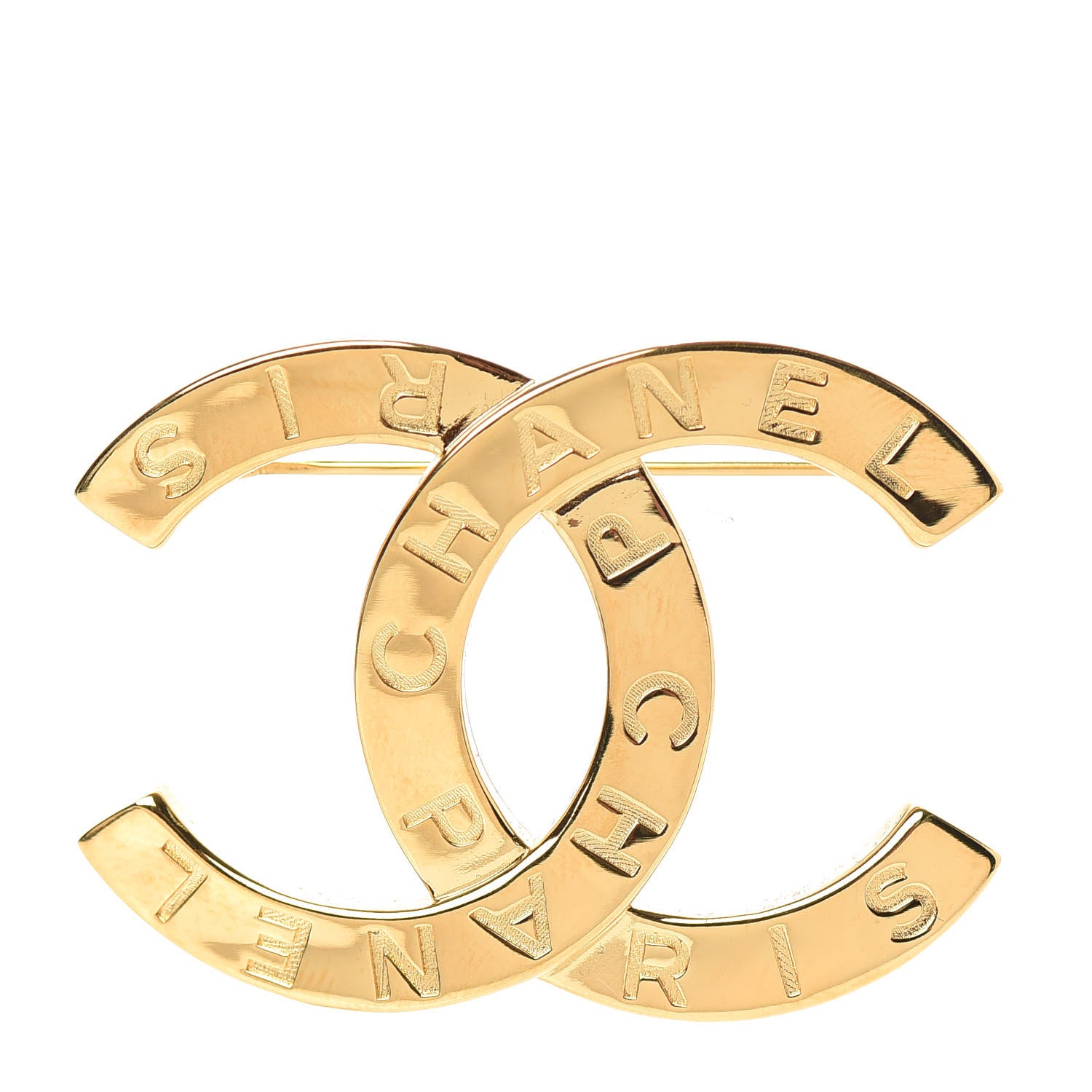 Chanel Metal Paris Button CC Large Brooch Gold 1 of 5