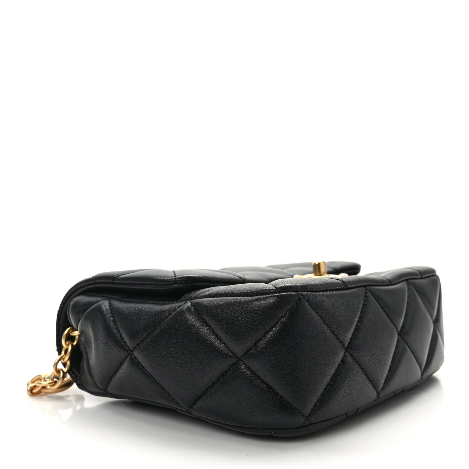 Chanel Lambskin Enamel Pearl Quilted Mini Charm Me Square Flap Black 4 of 12