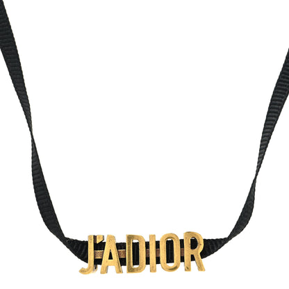 Christian Dior Grosgrain Ribbon J'Adior Logo Choker Necklace Black 1 of 4