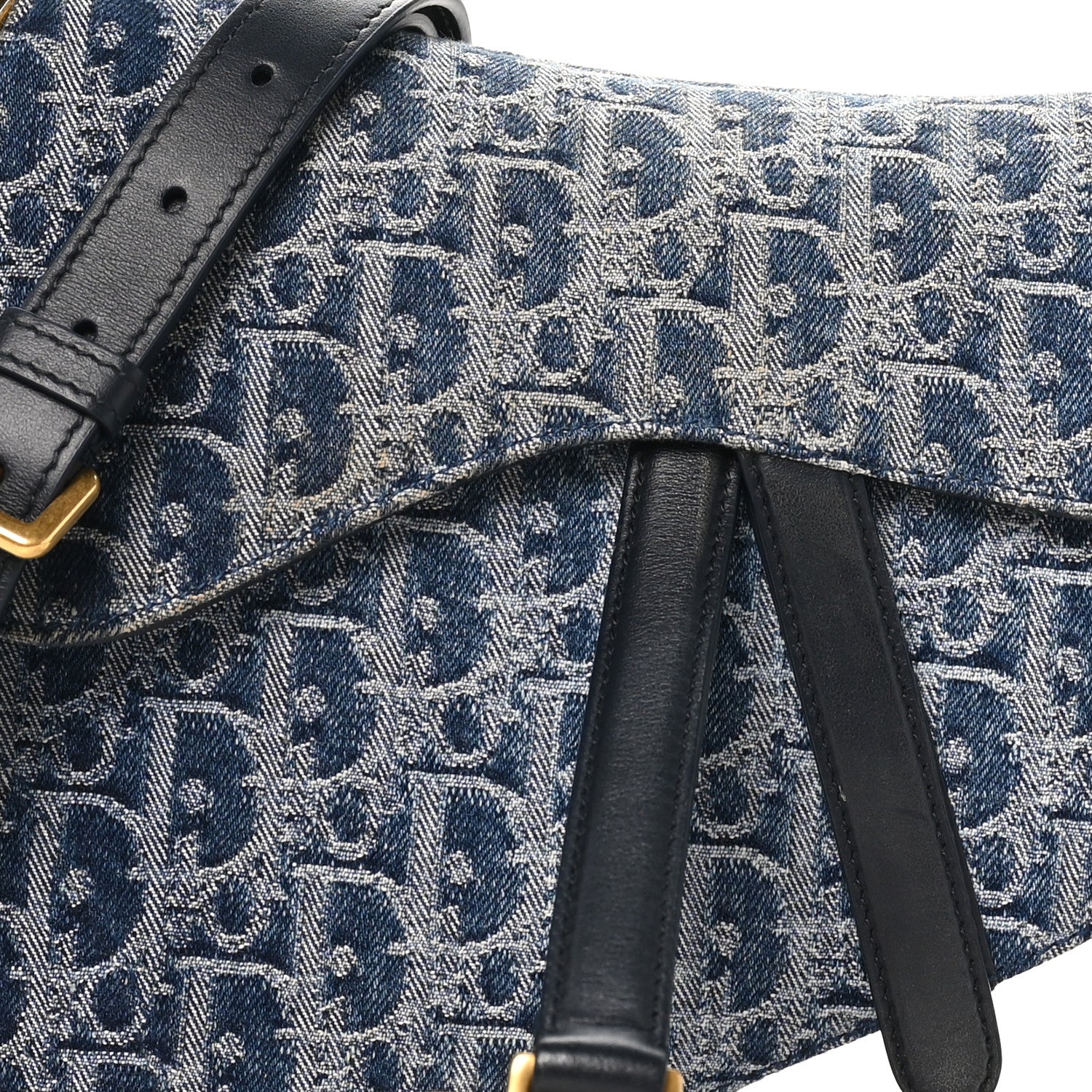 Christian Dior Denim Oblique Jacquard Saddle Bag With Strap Blue 8 of 12