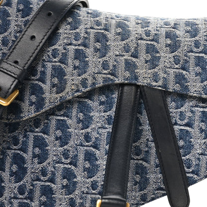 Christian Dior Denim Oblique Jacquard Saddle Bag With Strap Blue 8 of 12