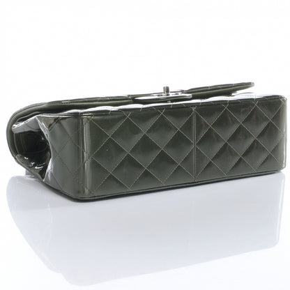 Chanel Striated Patent Jumbo Double Flap Green 4 of 8