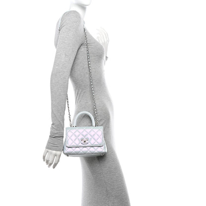 Chanel Iridescent Caviar Quilted Extra Mini Coco Handle Flap Light Blue 2 of 11