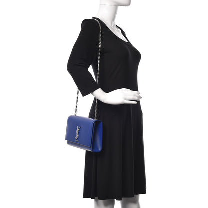 Saint Laurent Grain De Poudre Medium Classic Monogram Kate Satchel Flash Blue 2 of 13