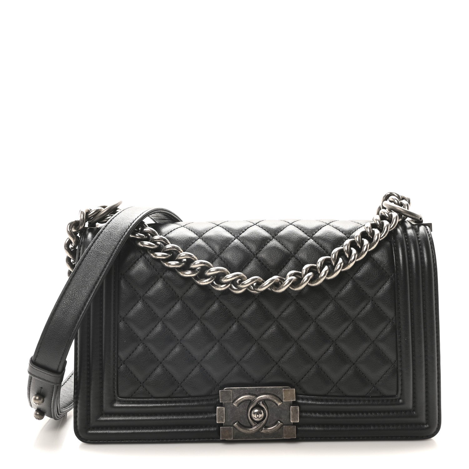 Chanel Lambskin Quilted Medium Boy Flap Black 1 of 10