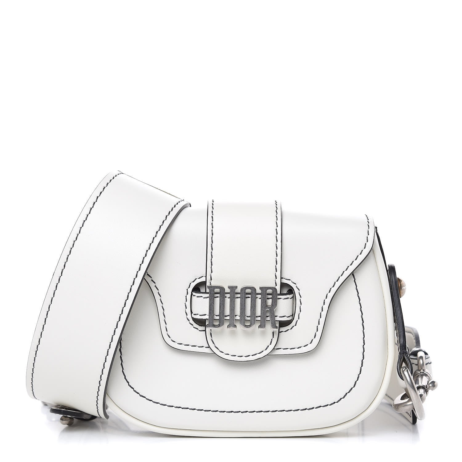 Christian Dior Calfskin Mini D Fence Saddle Bag White 1 of 11