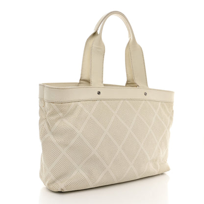 Chanel Goatskin Perforated Large CC Tote White 3 of 16