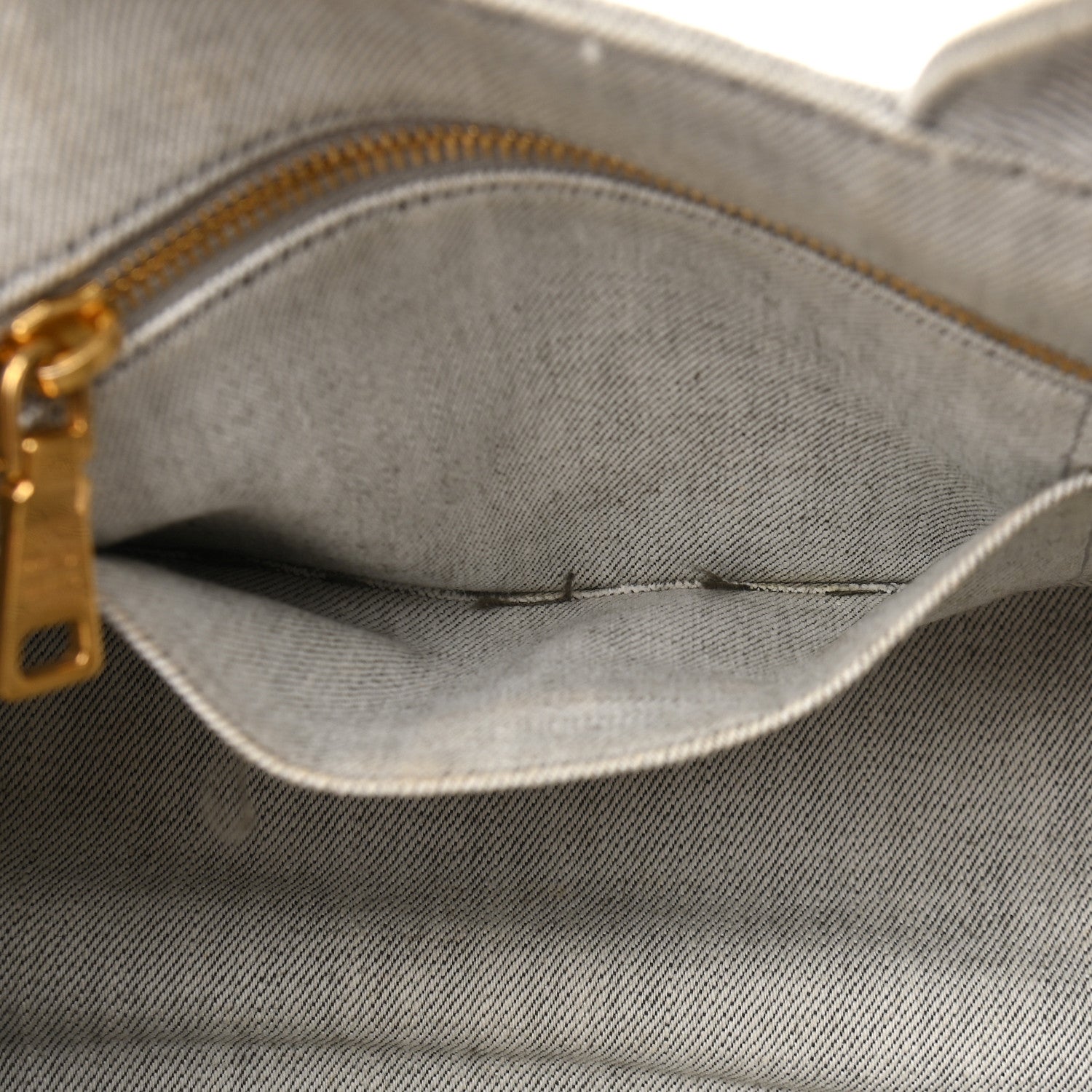 Prada Denim Small Logo Tote Bianco 9 of 9