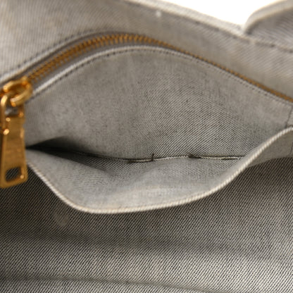 Prada Denim Small Logo Tote Bianco 9 of 9