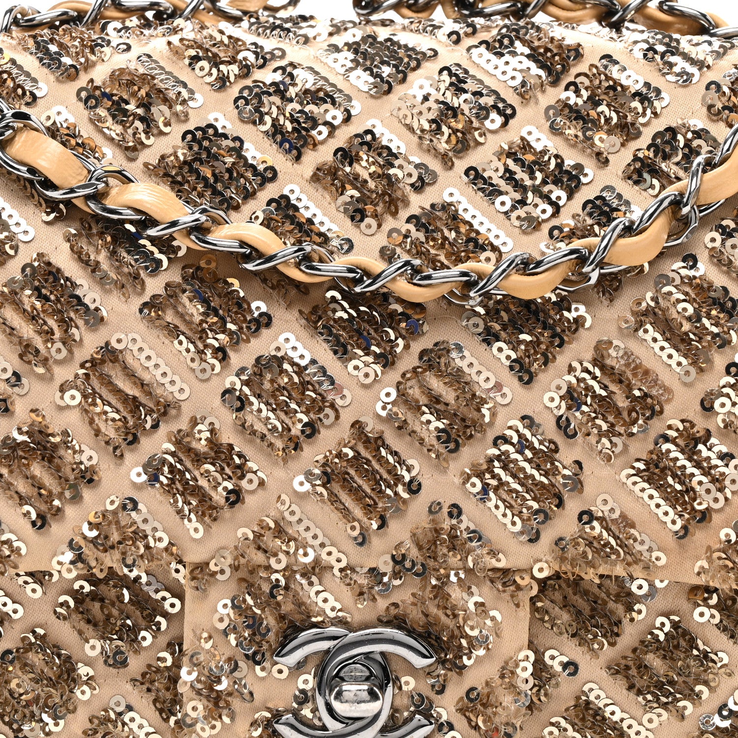 Chanel Sequin Quilted Medium Single Flap Gold 5 of 12