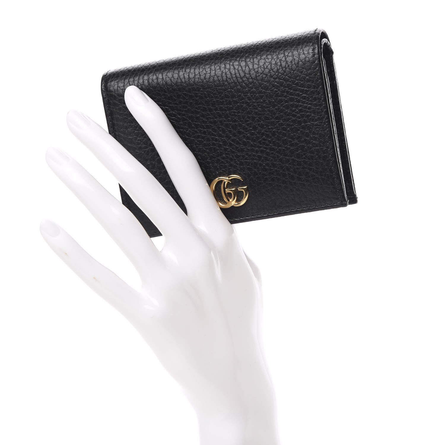 Gucci Pebbled Calfskin GG Marmont Card Case Black 2 of 8