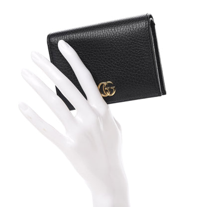 Gucci Pebbled Calfskin GG Marmont Card Case Black 2 of 8