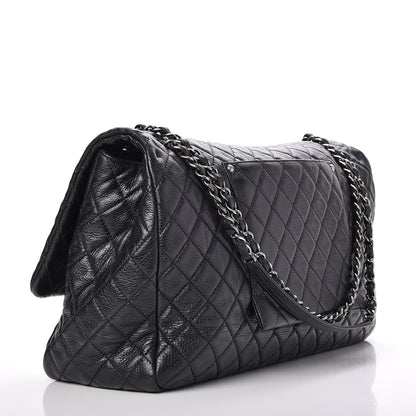 Chanel Calfskin Quilted XXL Travel Flap Bag Black 3 of 7