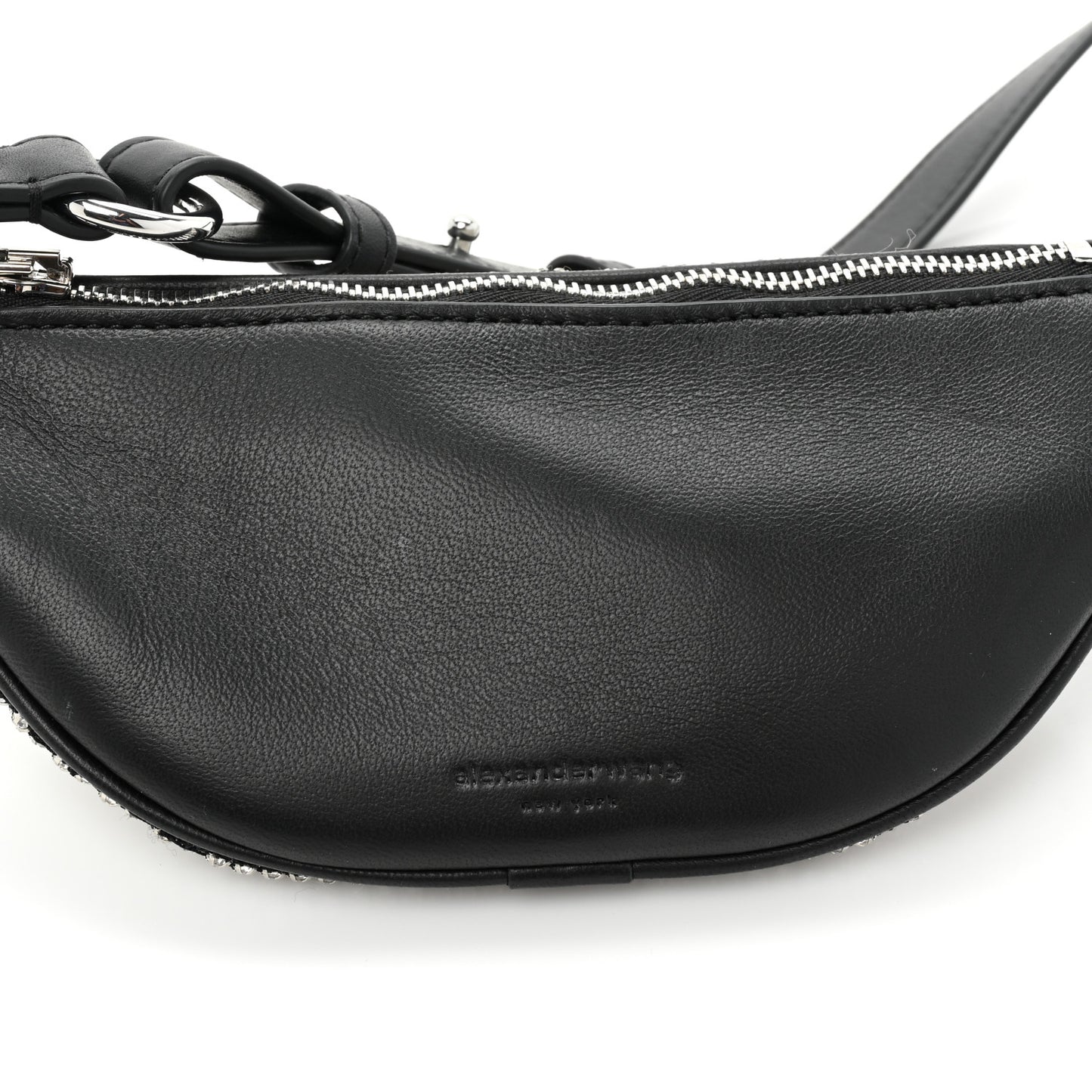 Rhinestone Mesh Mini Attica Belt Bag Black