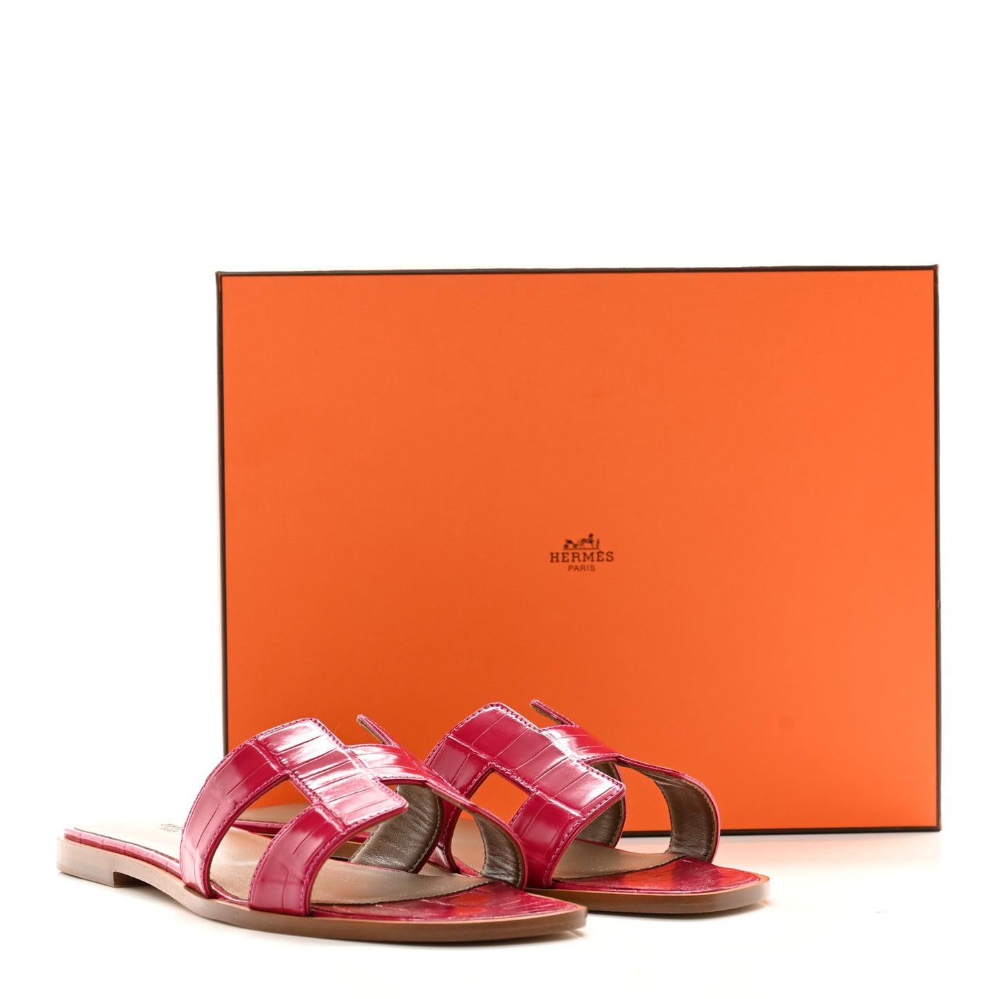 Shiny Alligator Oran Sandals 41 Rose Mexico