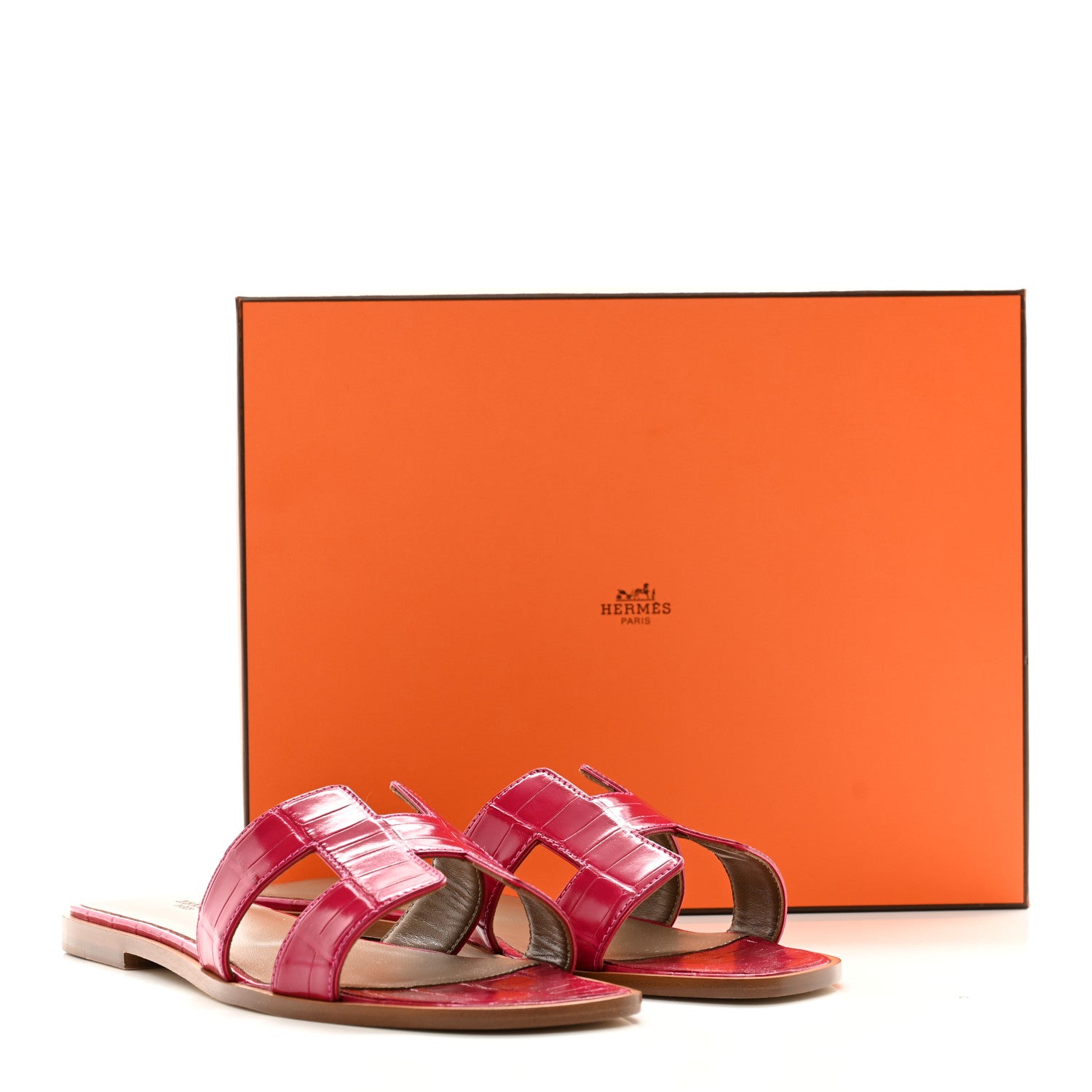 Hermes Shiny Alligator Oran Sandals 41 Rose Mexico 9 of 9