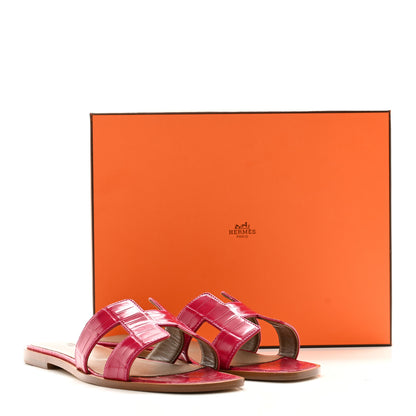 Hermes Shiny Alligator Oran Sandals 41 Rose Mexico 9 of 9