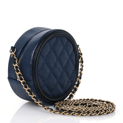 Chanel Caviar Quilted Round Filigree Crossbody Navy Black 3 of 10