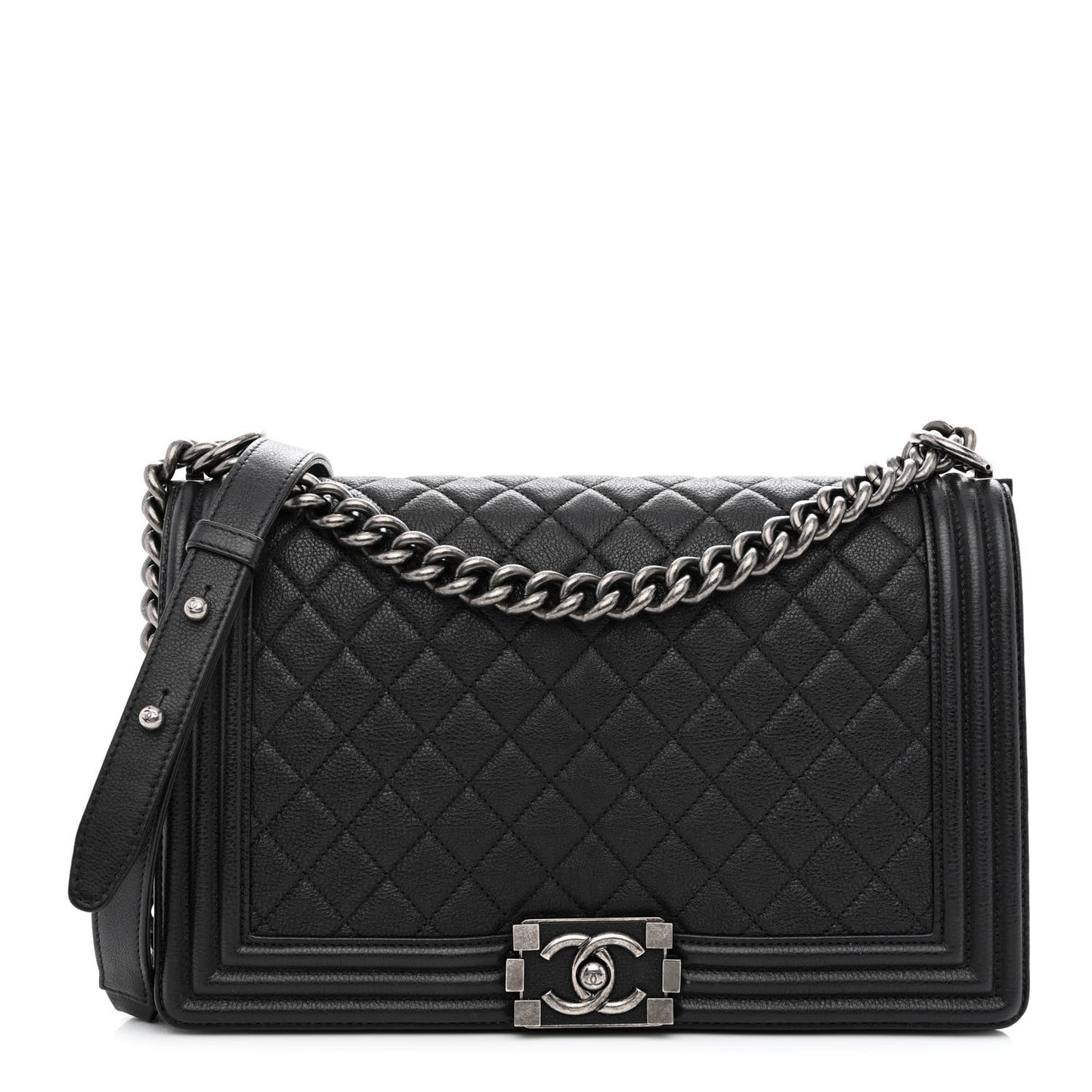 Calfskin Quilted New Medium Boy Flap Black