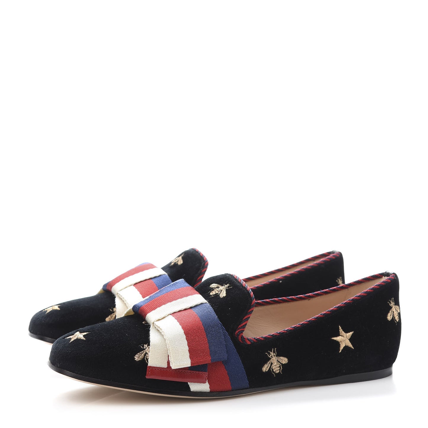Velvet Bee Star Embroidered Sylvie Bow Loafers 36.5 Black