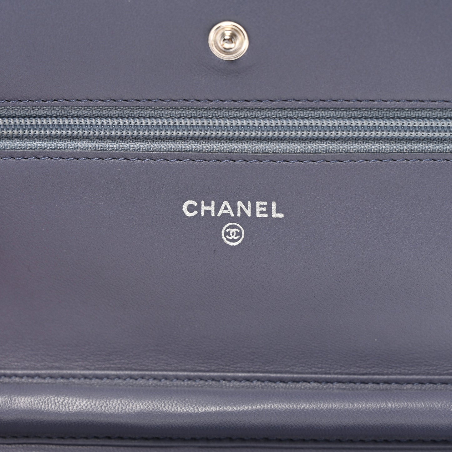 Lambskin Quilted Wallet On Chain WOC Dark Blue
