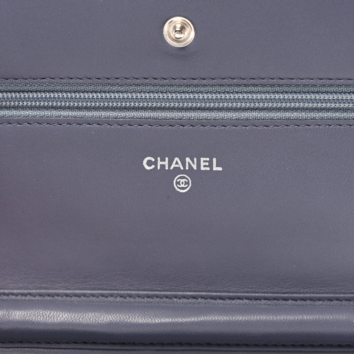 Chanel Lambskin Quilted Wallet On Chain WOC Dark Blue 6 of 12