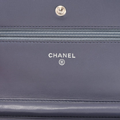 Chanel Lambskin Quilted Wallet On Chain WOC Dark Blue 6 of 12