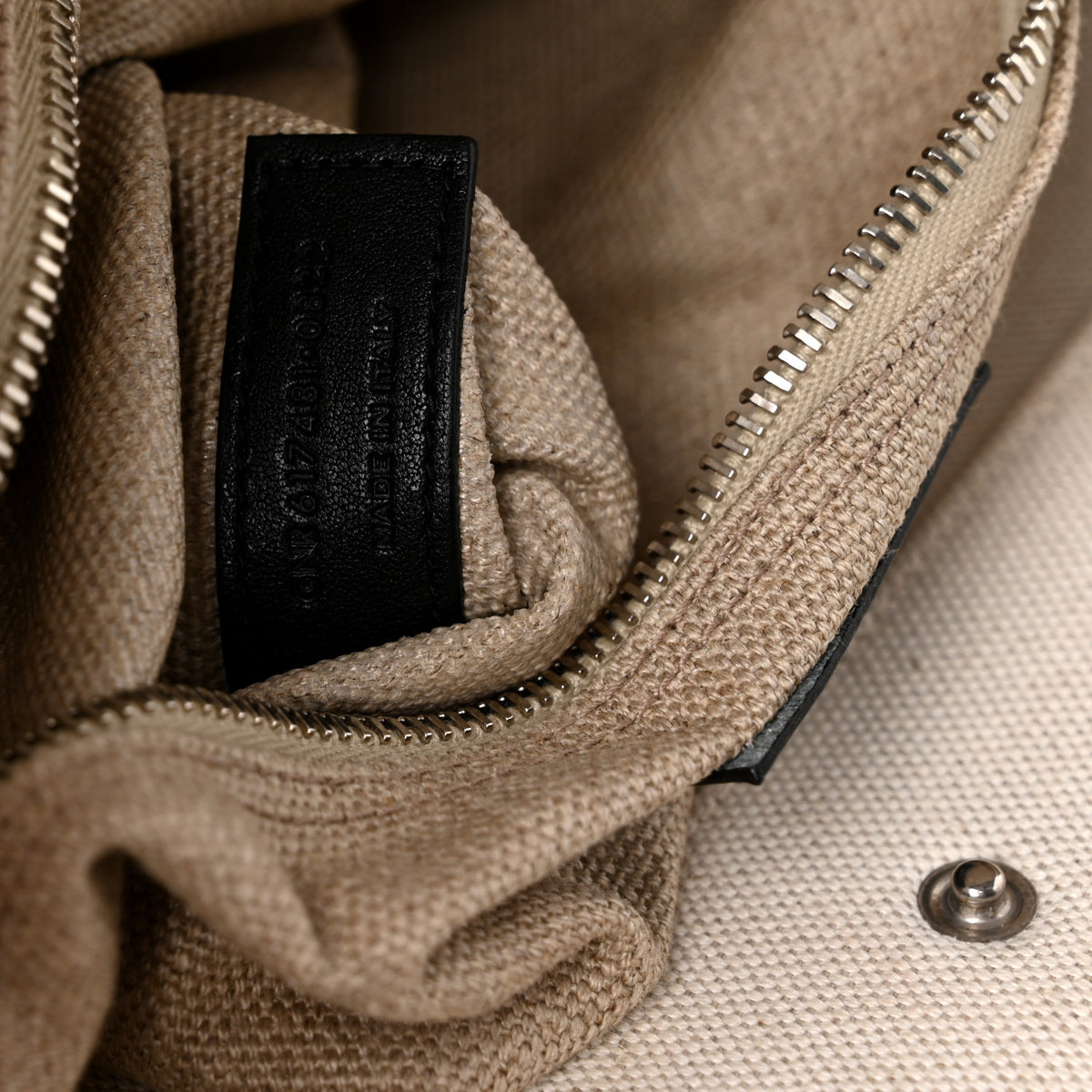 Linen Calfskin Small Rive Gauche Tote Greggio Natural