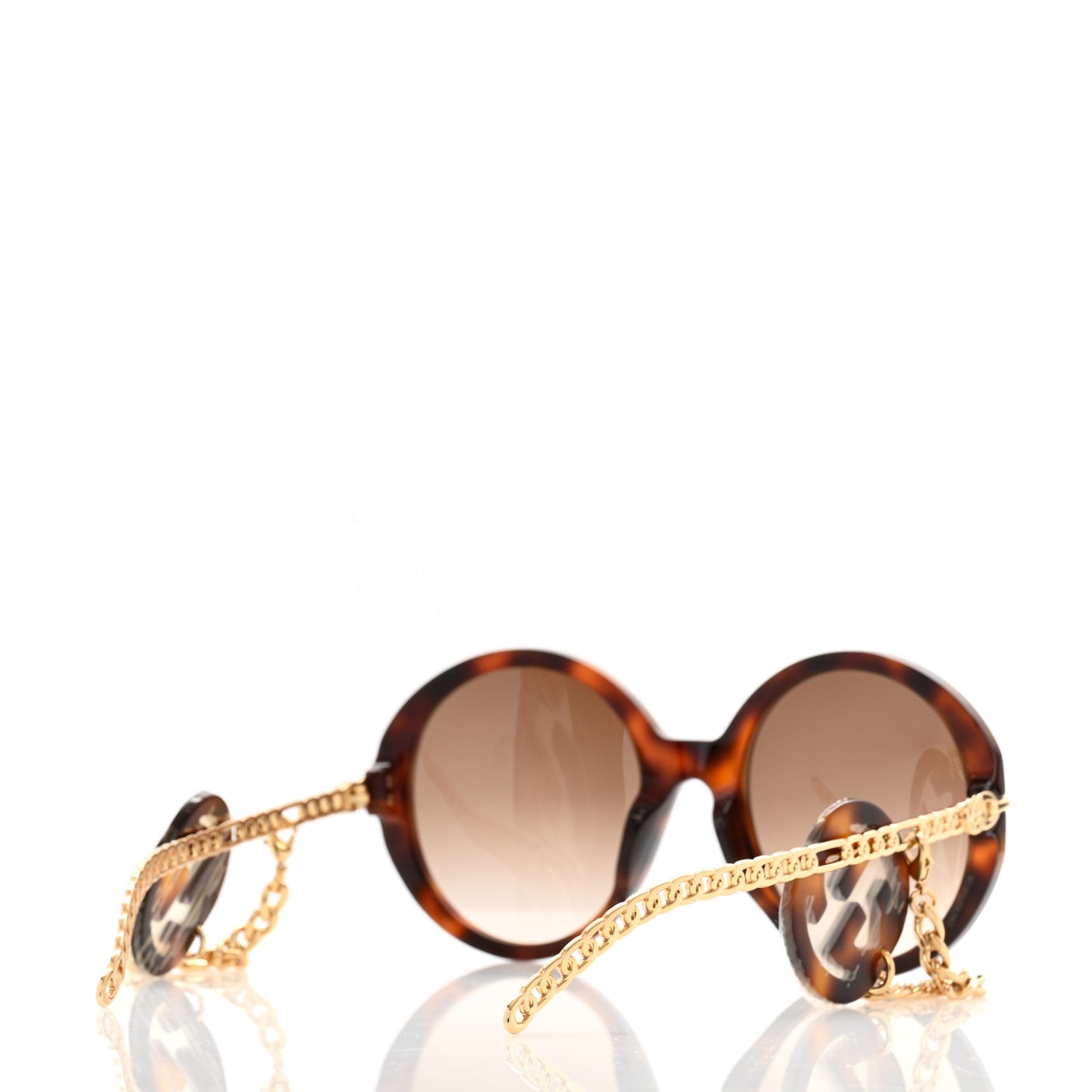 Acetate Detachable Charm Oversized Frame Round Sunglasses GG0726S Havana