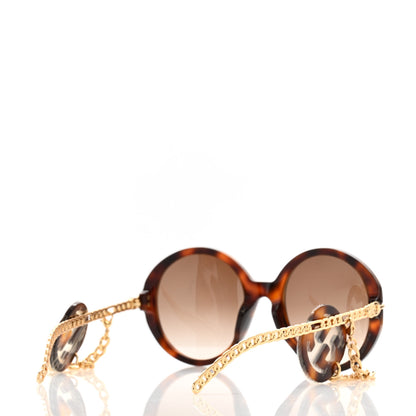 Gucci Acetate Detachable Charm Oversized Frame Round Sunglasses GG0726S Havana 4 of 7