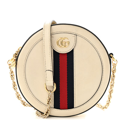 Gucci Textured Calfskin Web Mini Ophidia Round Shoulder Bag Mystic White 1 of 10
