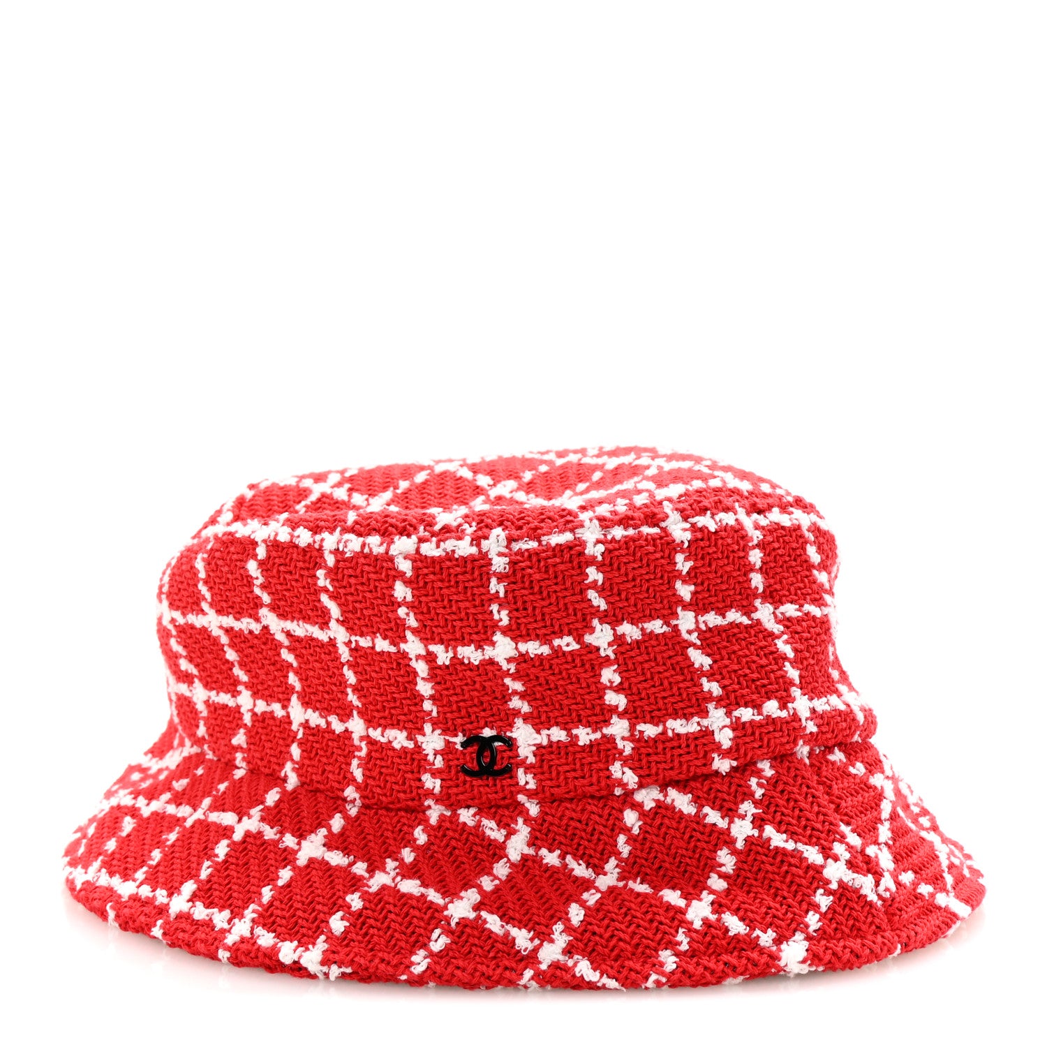 Chanel Cotton Tweed CC Bucket Hat L Red White 1 of 8