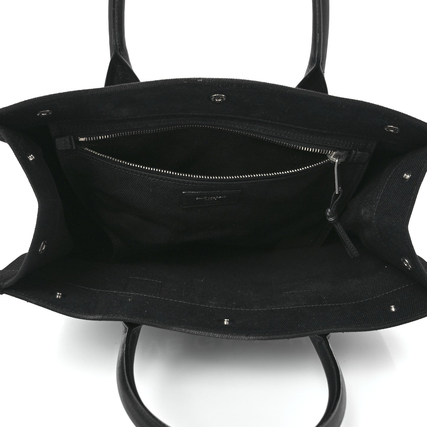 Linen Calfskin Rive Gauche North South Tote Black