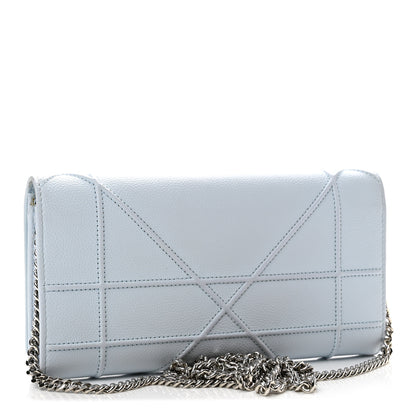 Christian Dior Grained Calfskin Diorama Croisiere Chain Wallet Light Blue 3 of 14